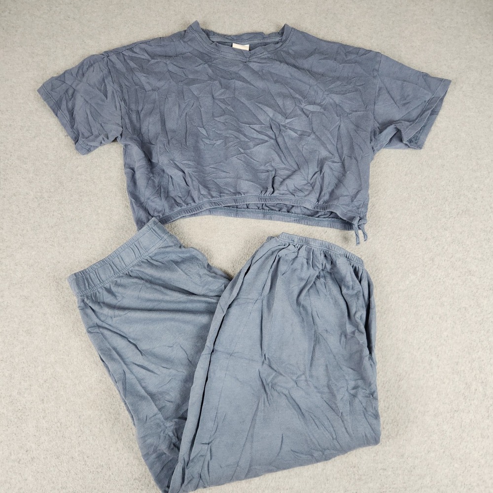 Zara 2 Piece Pajama Set Girls 13-14 Years Gray Short Sleeve Crew Neck Loungewear